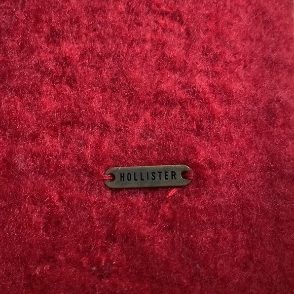 Hollister Plaid Blanket Scarf NWOT Red Multi Plaid with Long Fringe One Size - Picture 9 of 9